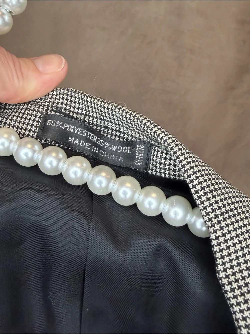 Classic Double-Breasted Houndstooth Sport Coat Blazer